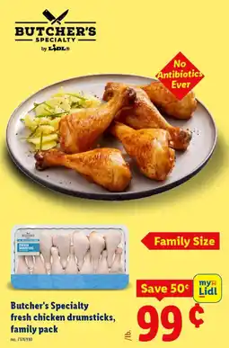 Lidl Butcher's Specialty fresh chicken drumsticks, family pack offer