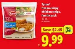 Lidl Tyson frozen crispy chicken strips, family pack offer