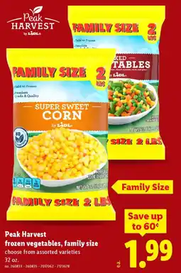Lidl Peak Harvest frozen vegetables, family size offer