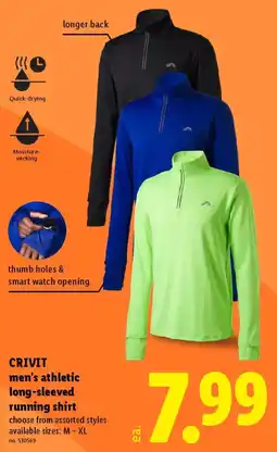 Lidl Crivit men's athletic long sleeved running shirt offer