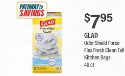 Commissary GLAD Odor Shield Force Flex Fresh Clean Tall Kitchen Bags offer