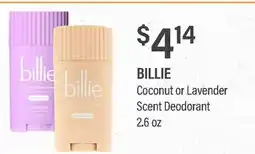 Commissary BILLIE Coconut or Lavender Scent Deodorant offer