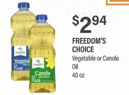 Commissary FREEDOM'S CHOICE Vegetable or Canola Oil offer