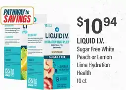 Commissary LIQUID I.V. Sugar Free White Peach or Lemon Lime Hydration Health offer