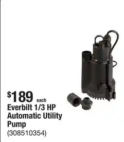 The Home Depot Everbilt 1/3 HP Automatic Utility Pump offer