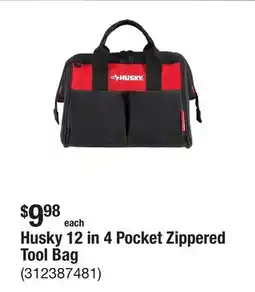 The Home Depot Husky 12 in 4 Pocket Zippered Tool Bag offer