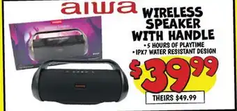 Ollie's aiwa WIRELESS-SPEAKER WITH HANDLE offer