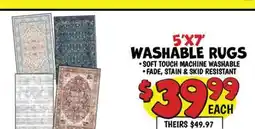 Ollie's 5' X7' WASHABLE RUGS offer