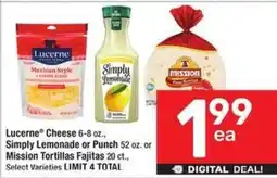 Albertsons Lucerne Cheese Simply Lemonade or Punch Mission Tortillas Fajitas offer
