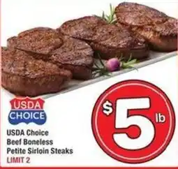 Albertsons Usda choice beef boneless petite sirloin steaks offer