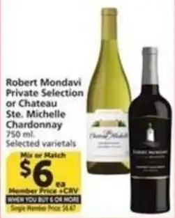 Albertsons Robert Mondavi Private Selection or Chateau Ste. Michelle Chardonnay offer