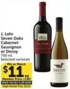 Albertsons J Lohr Seven Oaks Cabernet Sauvignon or Decoy offer