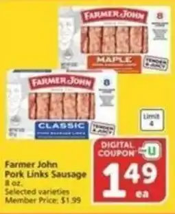 Albertsons Farmer John Pork Links Sausage offer