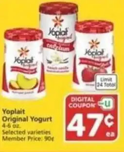 Albertsons Yoplait Original Yogurt offer