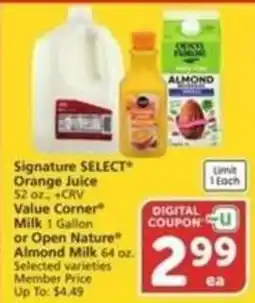 Albertsons Signature select orange juice offer
