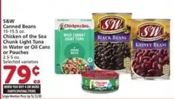 Albertsons S&w canned beans chicken of the sea chunk light tuna in water or oil cans or pouches offer