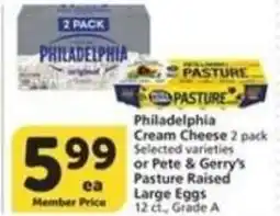 Albertsons Philadelphia Cream Cheese or Pete & Gerry's Pasture Raised Large Eggs offer