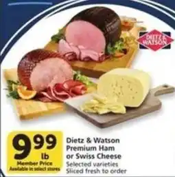 Albertsons Dietz & Watson Premium Ham or Swiss Cheese offer