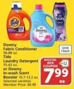 Albertsons Downy Fabric Conditioner Tide Laundry Detergent or Downy In wash Scent Booster offer