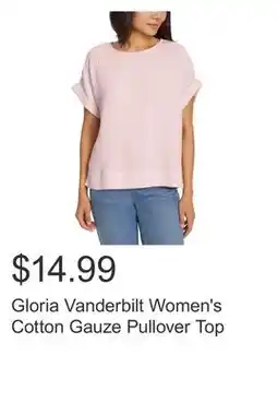 Costco Gloria Vanderbilt Women's Cotton Gauze Pullover Top offer