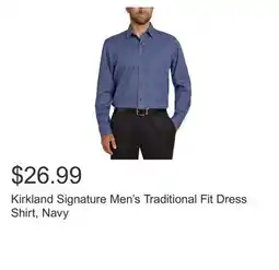 Costco Kirkland Signature Men's Traditional Fit Dress Shirt, Navy offer