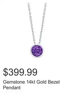 Costco Gemstone 14kt Gold Bezel Pendant offer
