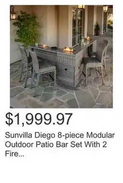 Costco Sunvilla Diego 8-piece Modular Outdoor Patio Bar Set With 2 Fire Towers offer