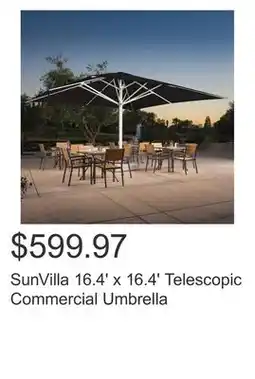 Costco SunVilla 16.4' x 16.4' Telescopic Commercial Umbrella offer