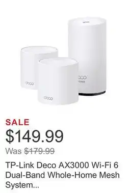 Costco TP-Link Deco AX3000 Wi-Fi 6 Dual-Band Whole-Home Mesh System Indoor/Outdoor 3-pk offer