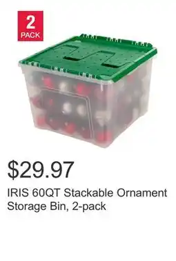 Costco IRIS 60QT Stackable Ornament Storage Bin, 2-pack offer