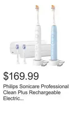 Costco Philips Sonicare Professional Clean Plus Rechargeable Electric Toothbrush, 2-Pack offer