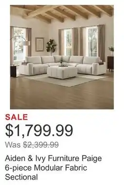 Costco Aiden & Ivy Furniture Paige 6-piece Modular Fabric Sectional offer