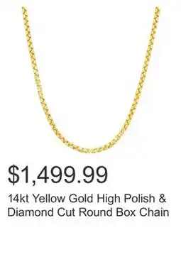 Costco 14kt Yellow Gold High Polish & Diamond Cut Round Box Chain offer