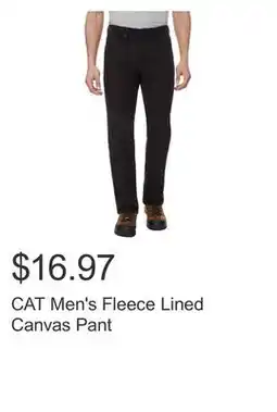 Costco CAT Men's Fleece Lined Canvas Pant offer