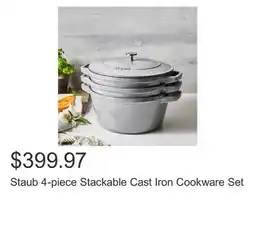 Costco Staub 4-piece Stackable Cast Iron Cookware Set offer