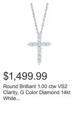 Costco Round Brilliant 1.00 ctw VS2 Clarity, G Color Diamond 14kt White Gold Cross Pendant offer