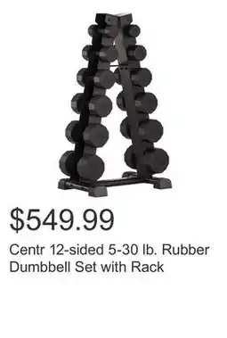 Costco Centr 12-sided 5-30 lb. Rubber Dumbbell Set with Rack offer