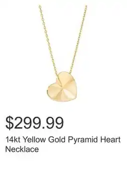 Costco 14kt Yellow Gold Pyramid Heart Necklace offer