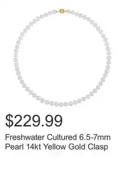 Costco Freshwater Cultured 6.5-7mm Pearl 14kt Yellow Gold Clasp offer