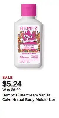 Ulta Beauty Hempz Buttercream Vanilla Cake Herbal Body Moisturizer offer