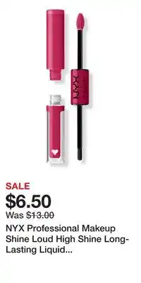 Ulta Beauty NYX Professional Makeup Shine Loud High Shine Long-Lasting Liquid Lipstick offer