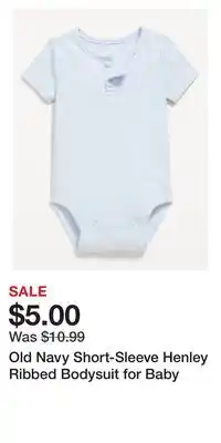 Old Navy Old Navy Short-Sleeve Henley Ribbed Bodysuit for Baby offer