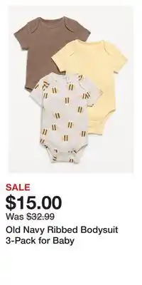 Old Navy Old Navy Ribbed Bodysuit 3-Pack for Baby offer