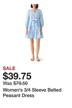 Belk Women's 3/4 Sleeve Belted Peasant Dress offer