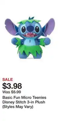 Game Stop Basic Fun Micro Teenies Disney Stitch 3-in Plush (Styles May Vary) offer