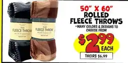 Ollie's 50 X 60 ROLLED FLEECE THROWS offer