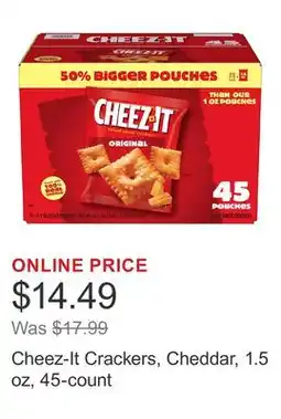 Costco Cheez-It Crackers, Cheddar, 1.5 oz, 45-count offer