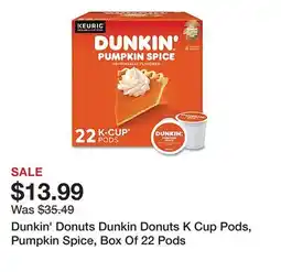Office Depot Dunkin' Donuts Dunkin Donuts K Cup Pods, Pumpkin Spice, Box Of 22 Pods offer