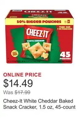 Costco Cheez-It White Cheddar Baked Snack Cracker, 1.5 oz, 45-count offer