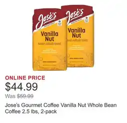 Costco Jose's Gourmet Coffee Vanilla Nut Whole Bean Coffee 2.5 lbs, 2-pack offer